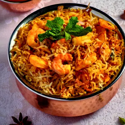 Prawns Biryani at Mustard Food Court, HSR Layout